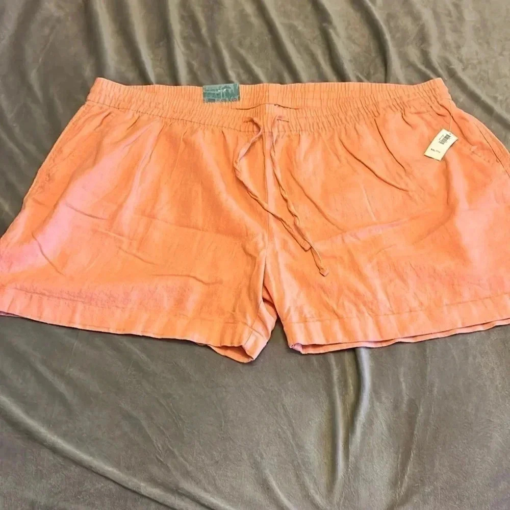 Coral nwt OLD NAVY linen Shorts XXL midrise drawstring/elastic waist